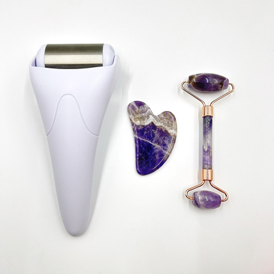 Conjunto de masaje facial Roller de jade para el crecimiento del cabello dispositivo de belleza y antienvejecimiento natural