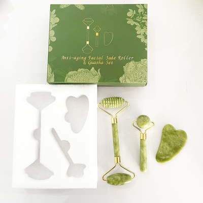 Masajista de rodillos de jade de doble cara para belleza natural y levantamiento facial
