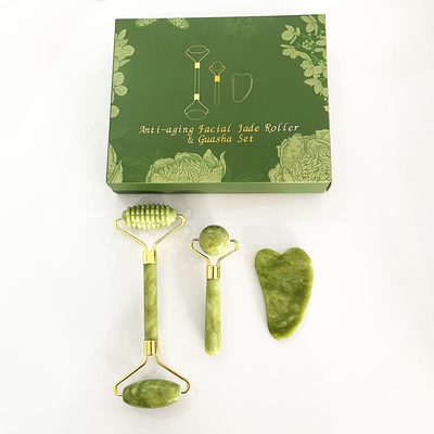 Masajista de rodillos de jade de doble cara para belleza natural y levantamiento facial