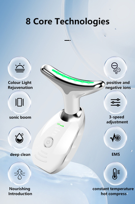 Masajador para levantamiento de cara y cuello de acero inoxidable ABS con terapia LED y enchufes Tipo otro