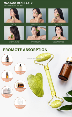 Antienvejecimiento Piedra natural Rosa Blanca Mini Piel facial Personalizada Caja magnética Embalaje Roller de Jade Verde