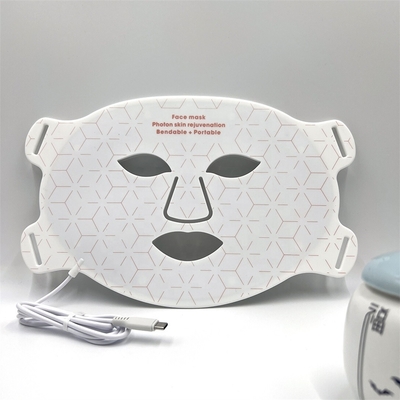 Mascarilla facial de silicona portátil LED Cuidado de la piel 4 Color Aprietación de arrugas para el cuello / garganta