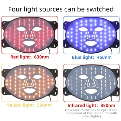 Mascarilla facial de silicona portátil LED Cuidado de la piel 4 Color Aprietación de arrugas para el cuello / garganta