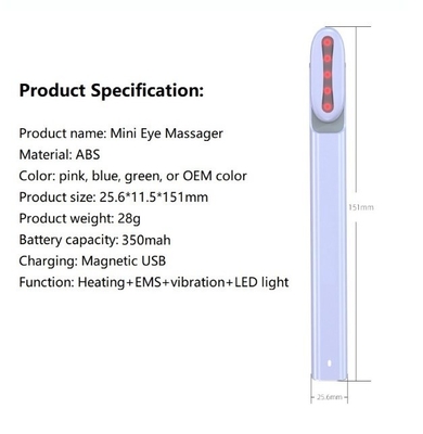 Cuidado de la salud personal 155*18.3*23.4 mm Rotación Microcorriente Ems Masajista de ojos Varita de pluma