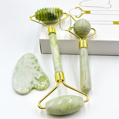 Home Jade Roller con piedra natural Xiuyan Beauty Green Facial Roller de hielo y caja personalizada