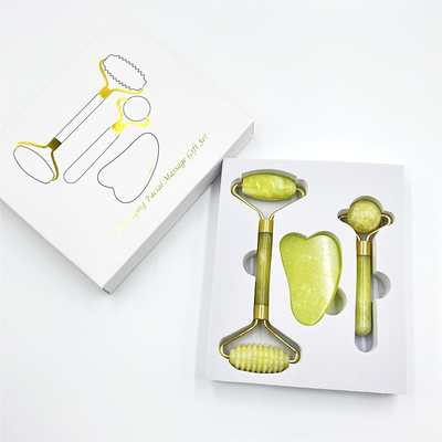Home Jade Roller con piedra natural Xiuyan Beauty Green Facial Roller de hielo y caja personalizada