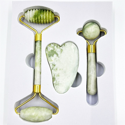 Home Jade Roller con piedra natural Xiuyan Beauty Green Facial Roller de hielo y caja personalizada