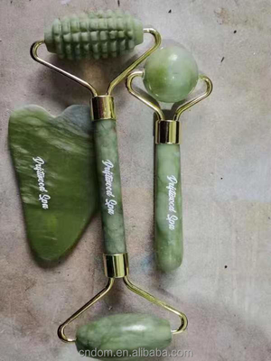 2024 Doble cabeza Xiuyan Stone Jade Roller y Gua Sha Set para el cuidado de la piel a prueba de agua Sí
