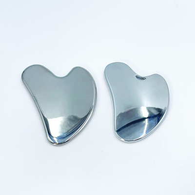 Logotipo personalizado de belleza facial Peinado Gua Sha de acero inoxidable para rodillos de masaje de cuello y cara