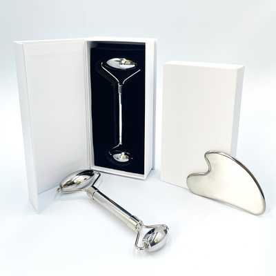 Masaje facial Acero inoxidable verde Gua Sha Piedra para el Cuello y la Cara Logotipo personalizado de belleza