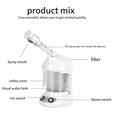 Vaporizador facial multifuncional profesional con humidificador de ozono y lámpara de alimentación