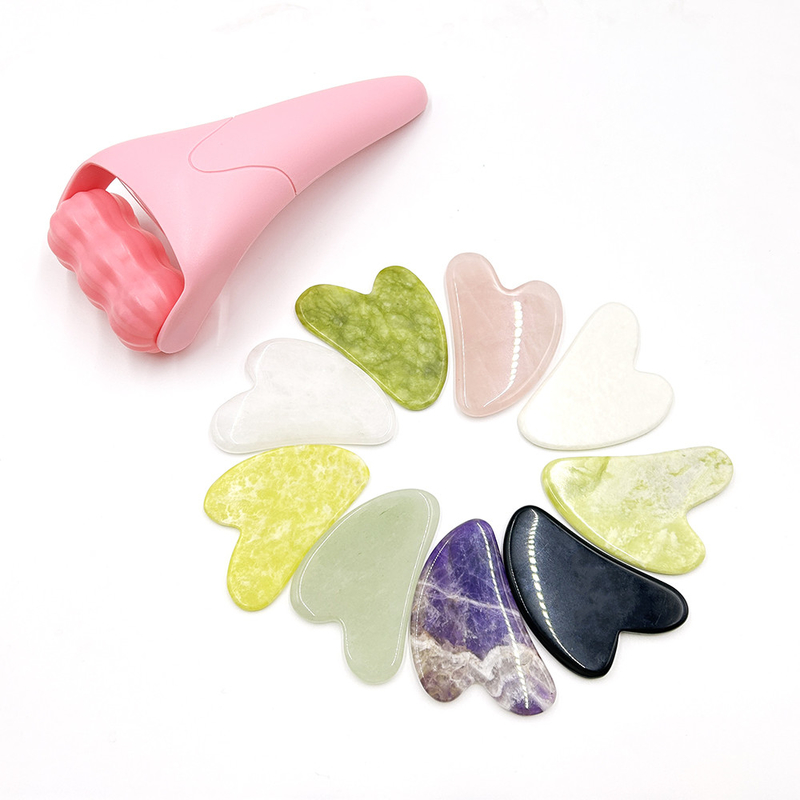 Roller de cara de jade para el tratamiento natural contra las arrugas Masaje con hielo y cuidado de la piel para la belleza de los ojos