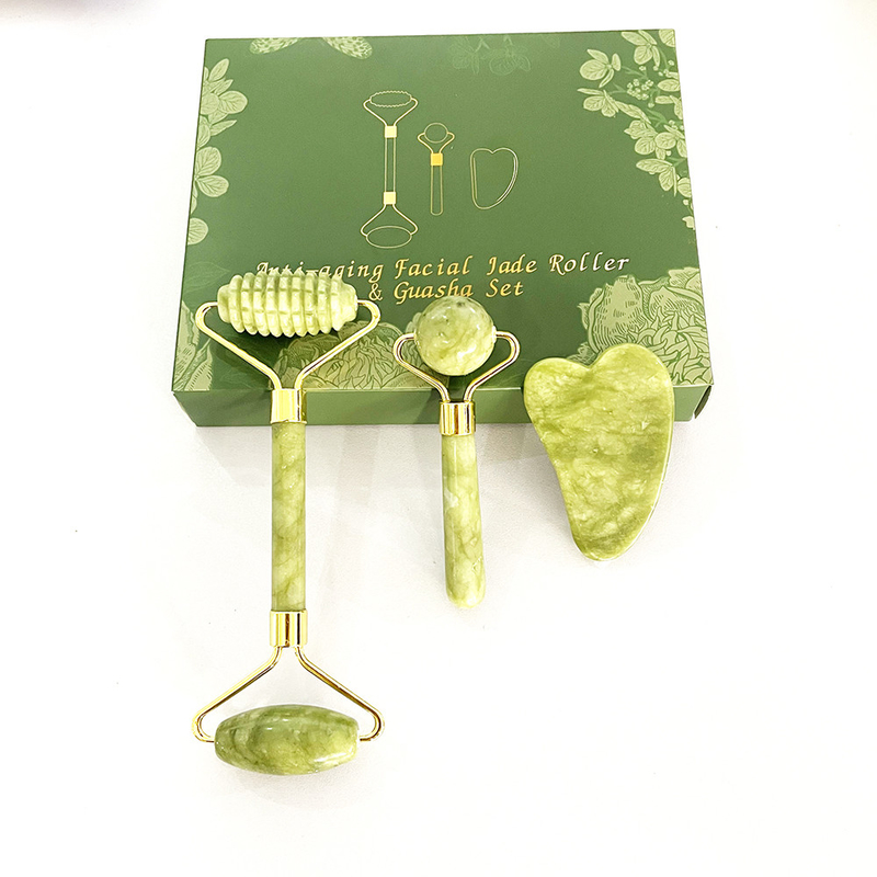 Masajista de rodillos de jade de doble cara para belleza natural y levantamiento facial