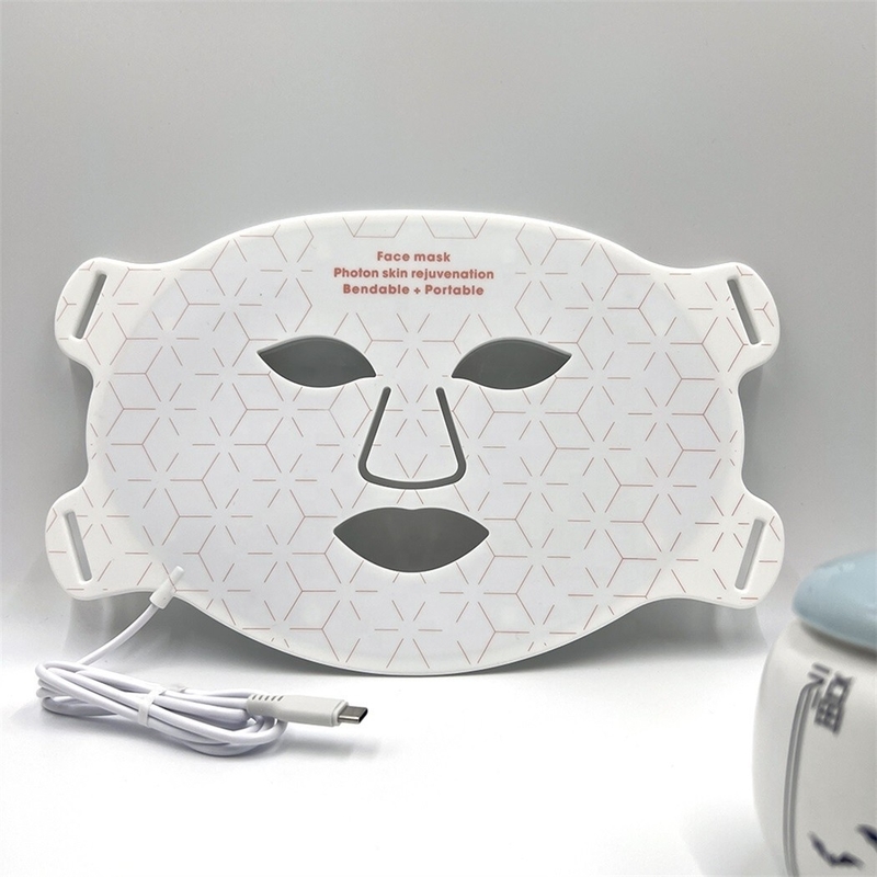 Mascarilla facial de silicona portátil LED Cuidado de la piel 4 Color Aprietación de arrugas para el cuello / garganta