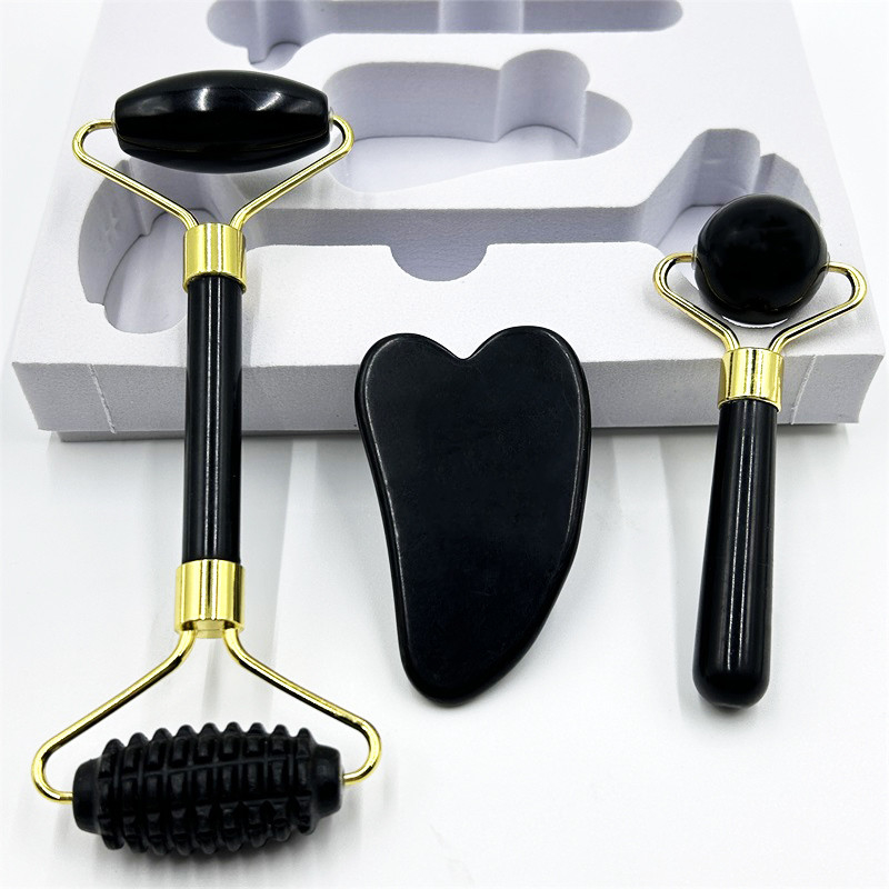Home Jade Roller con piedra natural Xiuyan Beauty Green Facial Roller de hielo y caja personalizada