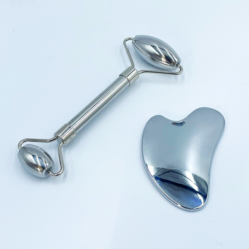 Masaje facial Acero inoxidable verde Gua Sha Piedra para el Cuello y la Cara Logotipo personalizado de belleza